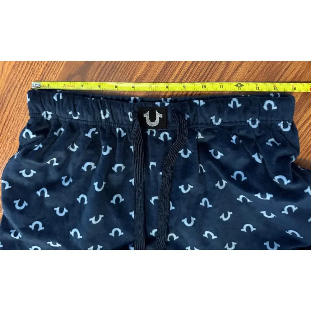 True Religion Men’s Large Blue Horseshoe Logo Fleece Pajama Lounge Pants